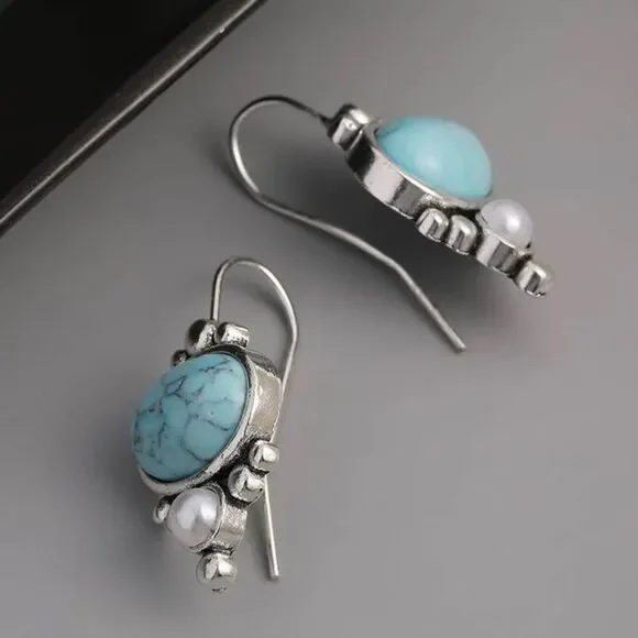 Dazzling blue stone Drop Earrings A1266 - Picture 3 of 6